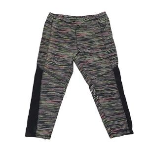 Take A Walk Athletic Leggings Multi-Color Space-Dye Black Side Panels Pockets L